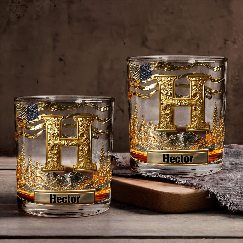 Anfangsbuchstabe für Whisky- und Bourbon-Liebhaber – personalisiertes Whiskyglas