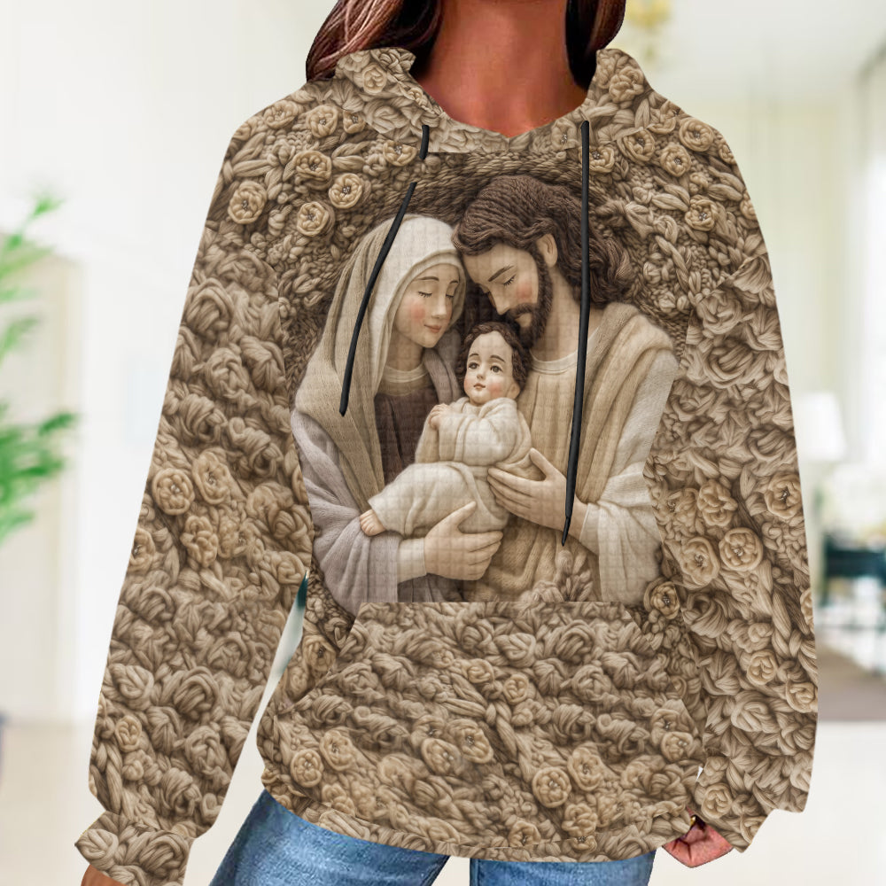 The Holy Family - Christian Waffle Hoodie