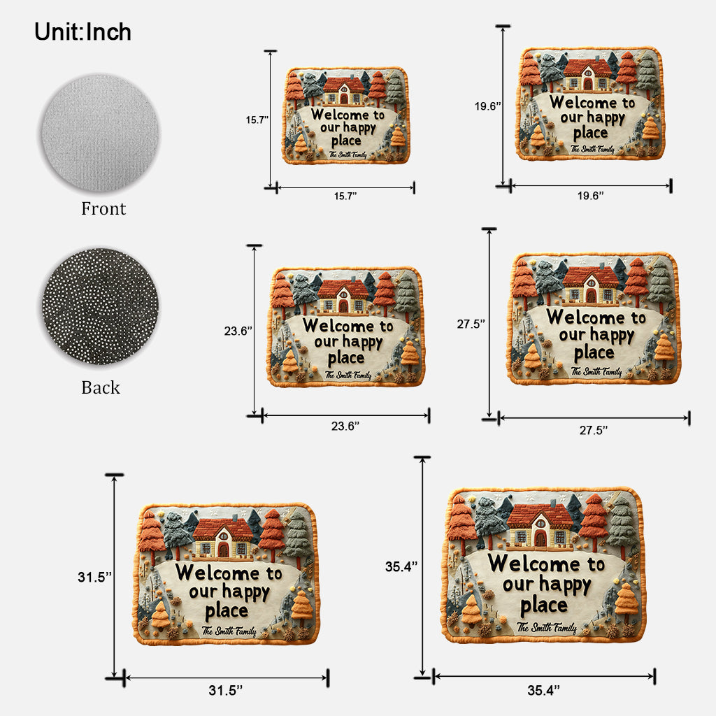 Willkommen in unserem Wohlfühlort – personalisierte Fußmatte in Familienform