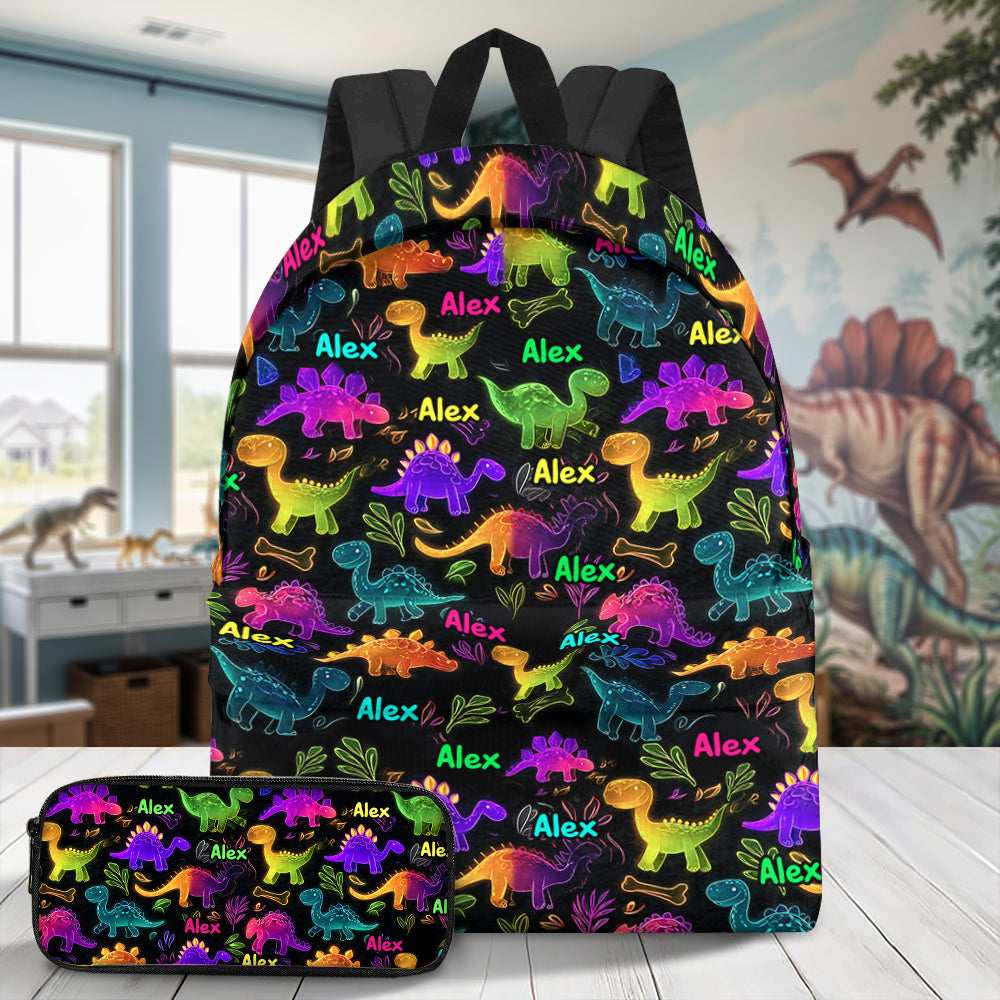 Dinosaur Gift for Kids to School - Personalized Kid Backpack & Pencil Case