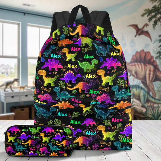Dinosaurier-Geschenk für Kinder für die Schule – Personalisierter Kinderrucksack & Federmäppchen