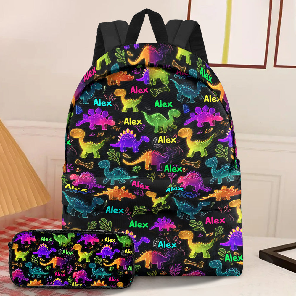 Dinosaur Gift for Kids to School - Personalized Kid Backpack & Pencil Case