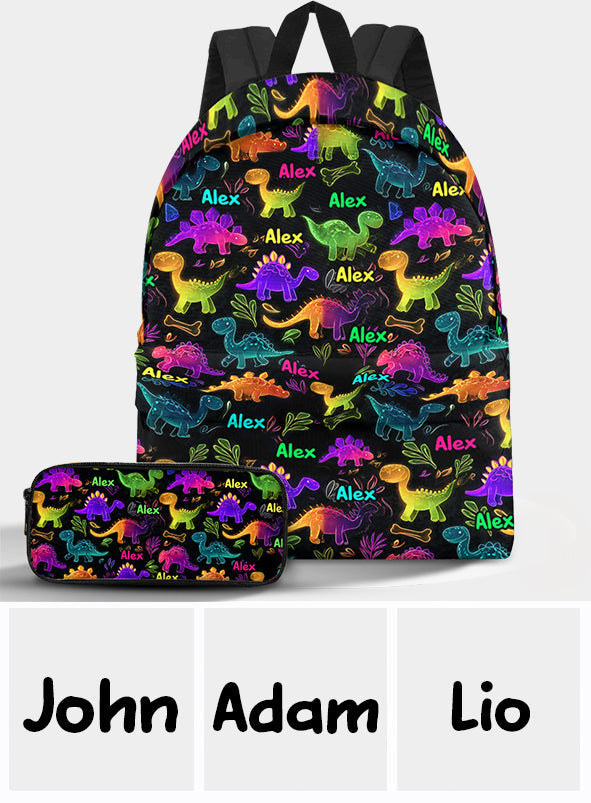 Dinosaur Gift for Kids to School - Personalized Kid Backpack & Pencil Case