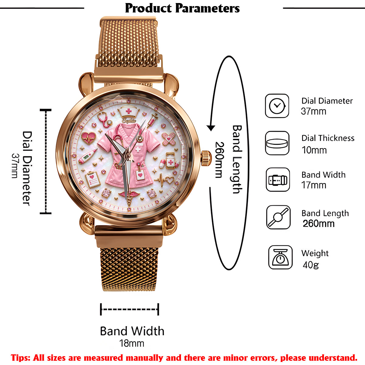 Nurse Life - Personalisierte Damenarmbanduhr für Krankenschwestern