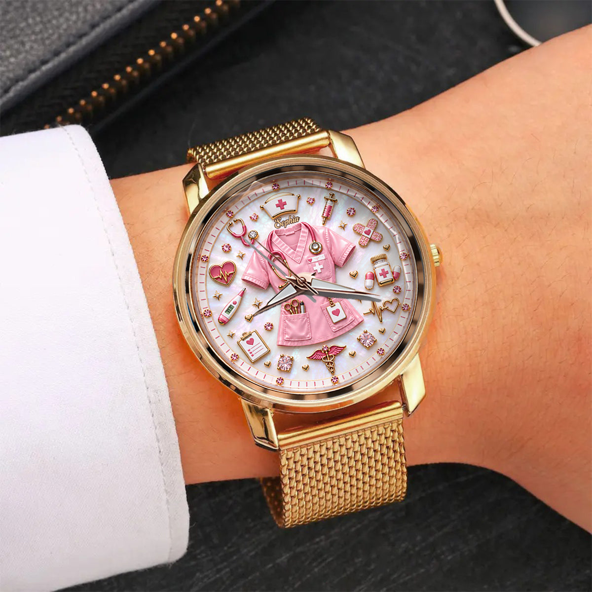 Nurse Life - Personalisierte Damenarmbanduhr für Krankenschwestern