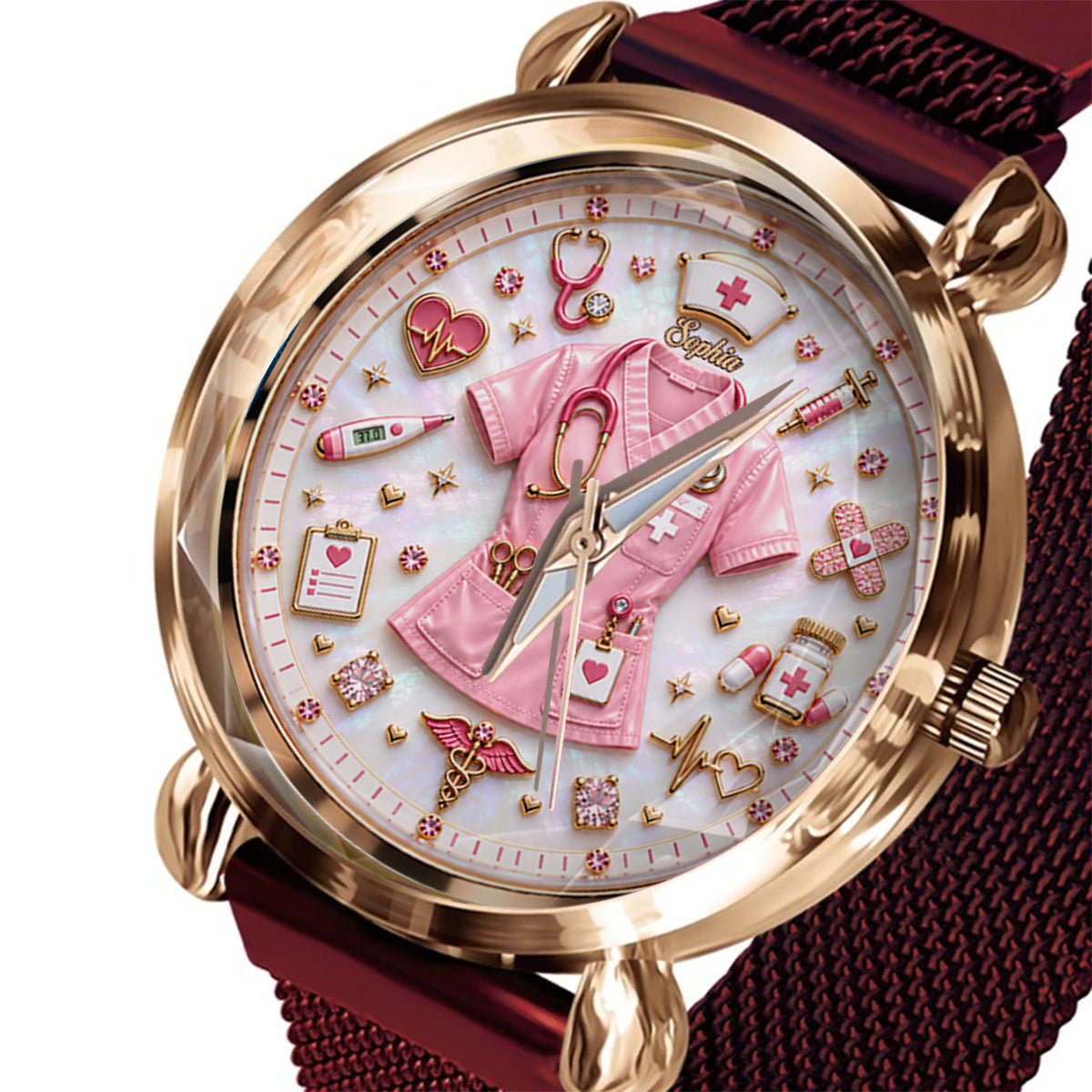 Nurse Life - Personalisierte Damenarmbanduhr für Krankenschwestern