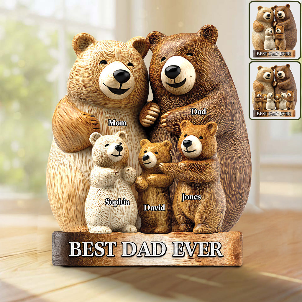 Papa Bär – Personalisiertes Holzpuzzle in Vaterform