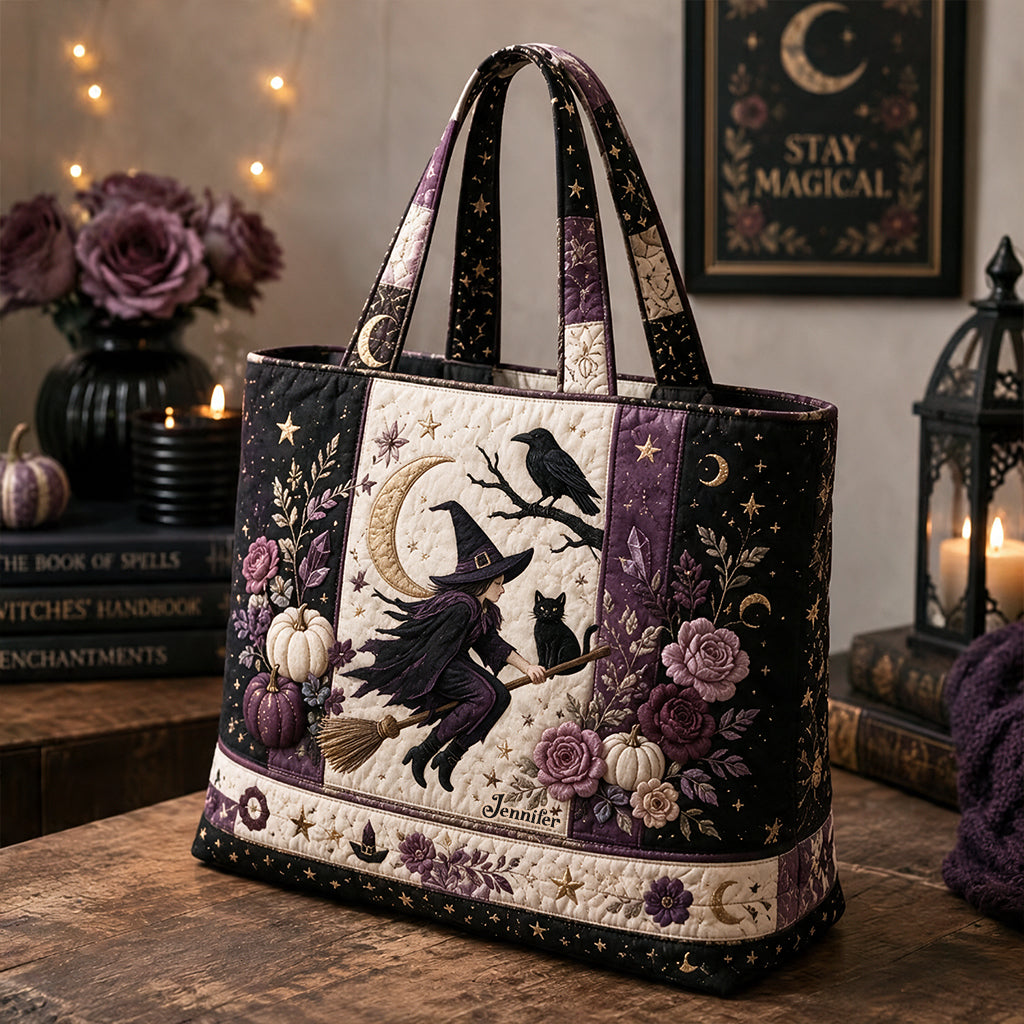 Personalisierte Hexen-Tasche mit Mondmotiv - Gepolsterte Tragetasche