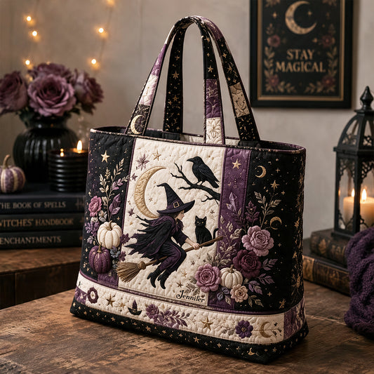 Personalisierte Hexen-Tasche mit Mondmotiv - Gepolsterte Tragetasche