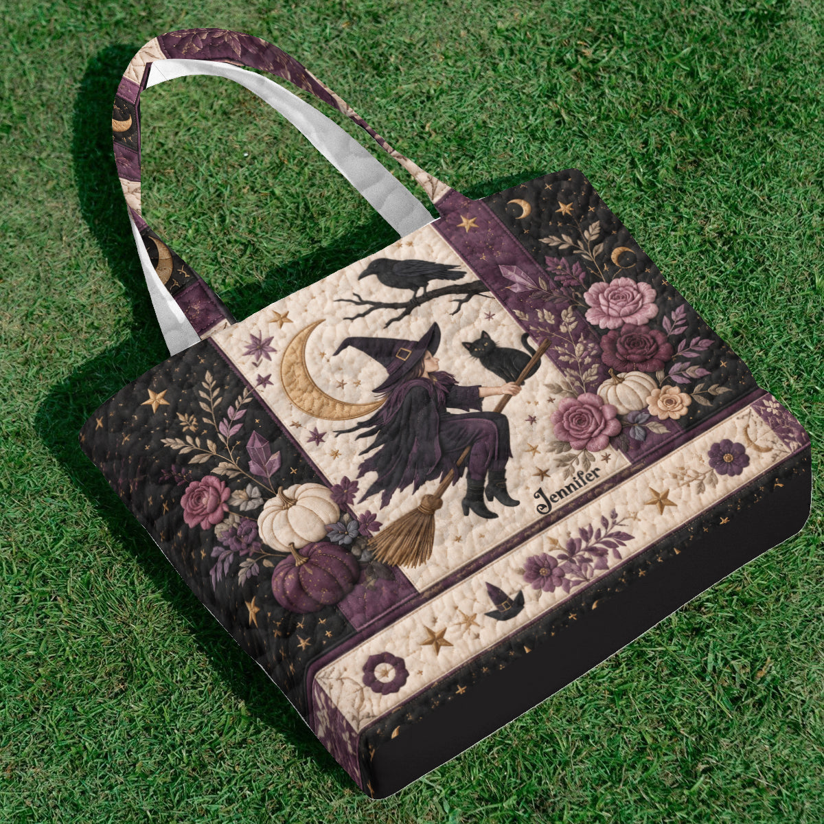 Personalisierte Hexen-Tasche mit Mondmotiv - Gepolsterte Tragetasche