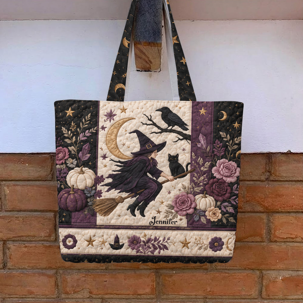 Personalisierte Hexen-Tasche mit Mondmotiv - Gepolsterte Tragetasche