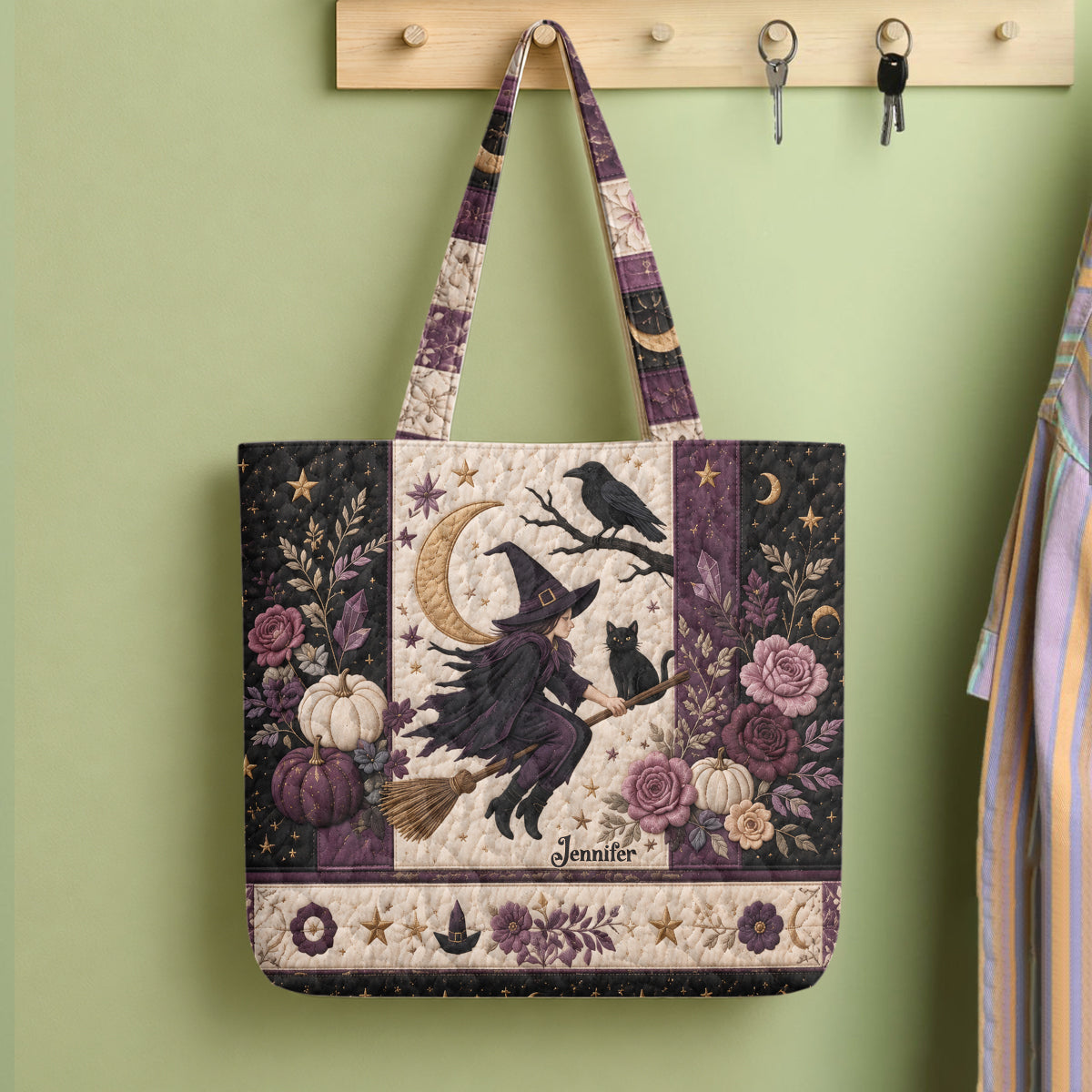 Personalisierte Hexen-Tasche mit Mondmotiv - Gepolsterte Tragetasche