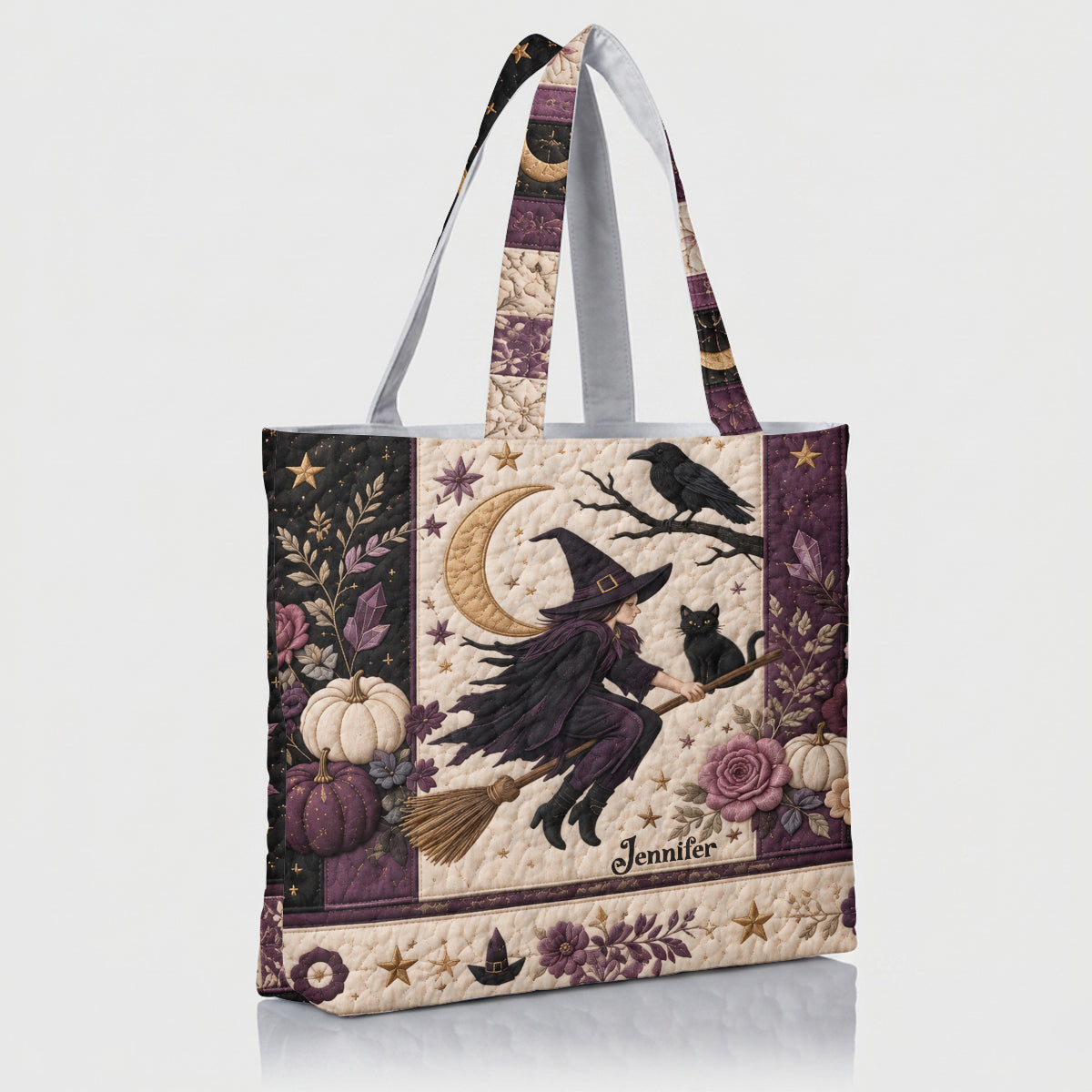 Personalisierte Hexen-Tasche mit Mondmotiv - Gepolsterte Tragetasche