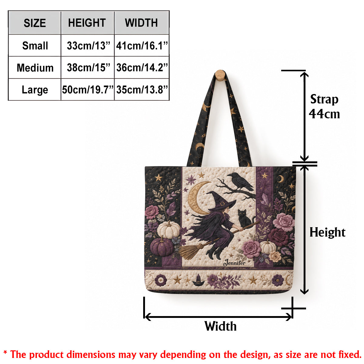 Personalisierte Hexen-Tasche mit Mondmotiv - Gepolsterte Tragetasche