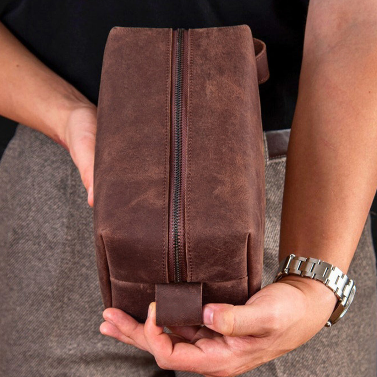 For The Man Who Plays Life Like Golf - Personalized Golf Leather Toiletry Bag