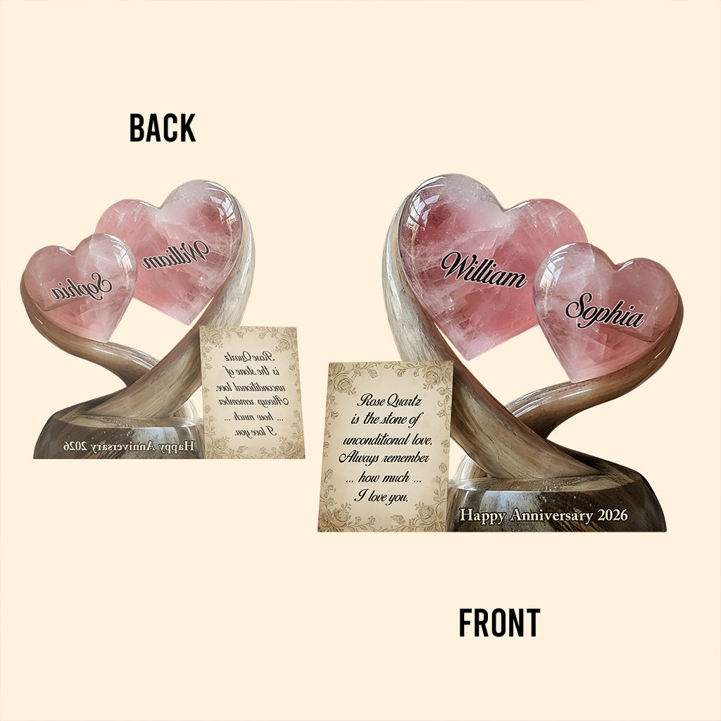 Rosenquarz-Stil – Jubiläumsgeschenk, Valentinstagsgeschenk, Geschenk der bedingungslosen Liebe – personalisierte Acrylplakette in individueller Form für Paare