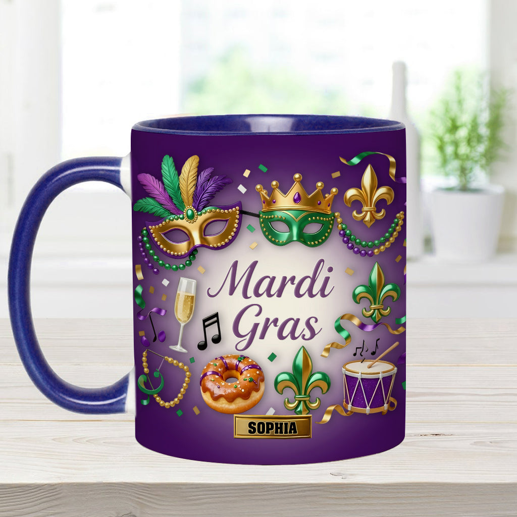 Happy Mardi Gras - Personalized Mardi Gras Accent Mug & Coaster