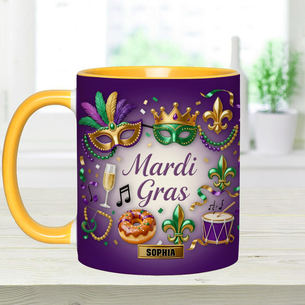Happy Mardi Gras - Personalized Mardi Gras Accent Mug & Coaster