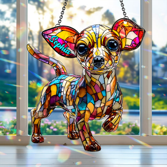 Adorable Chihuahua - Personalized Chihuahua Window Hanging Suncatcher Ornament