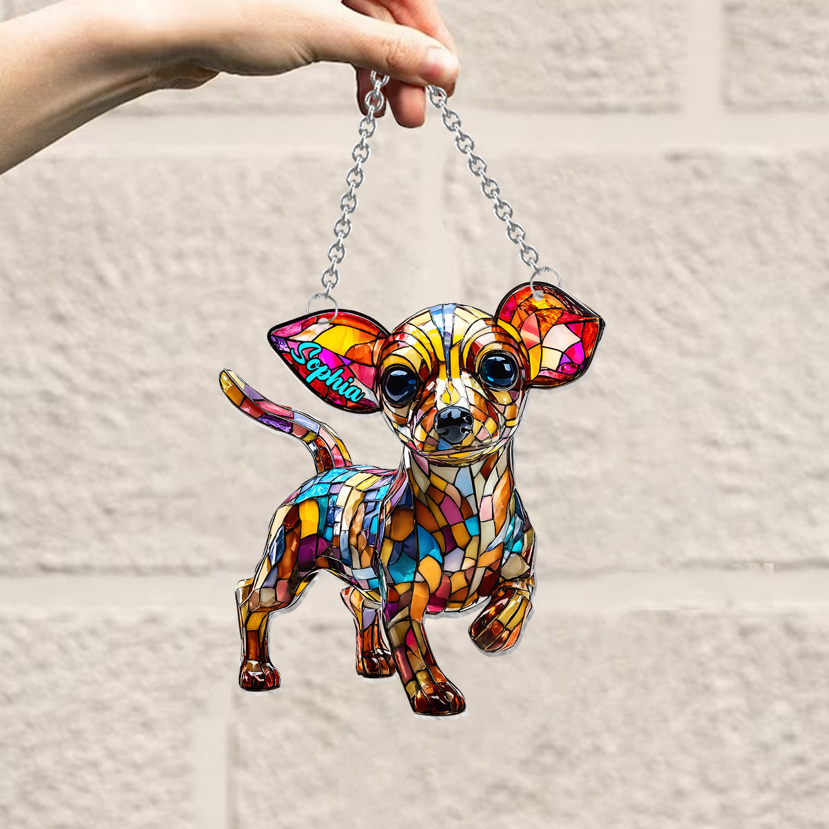 Niedlicher Chihuahua – Personalisierter Chihuahua-Fensterhänger als Sonnenfänger 
