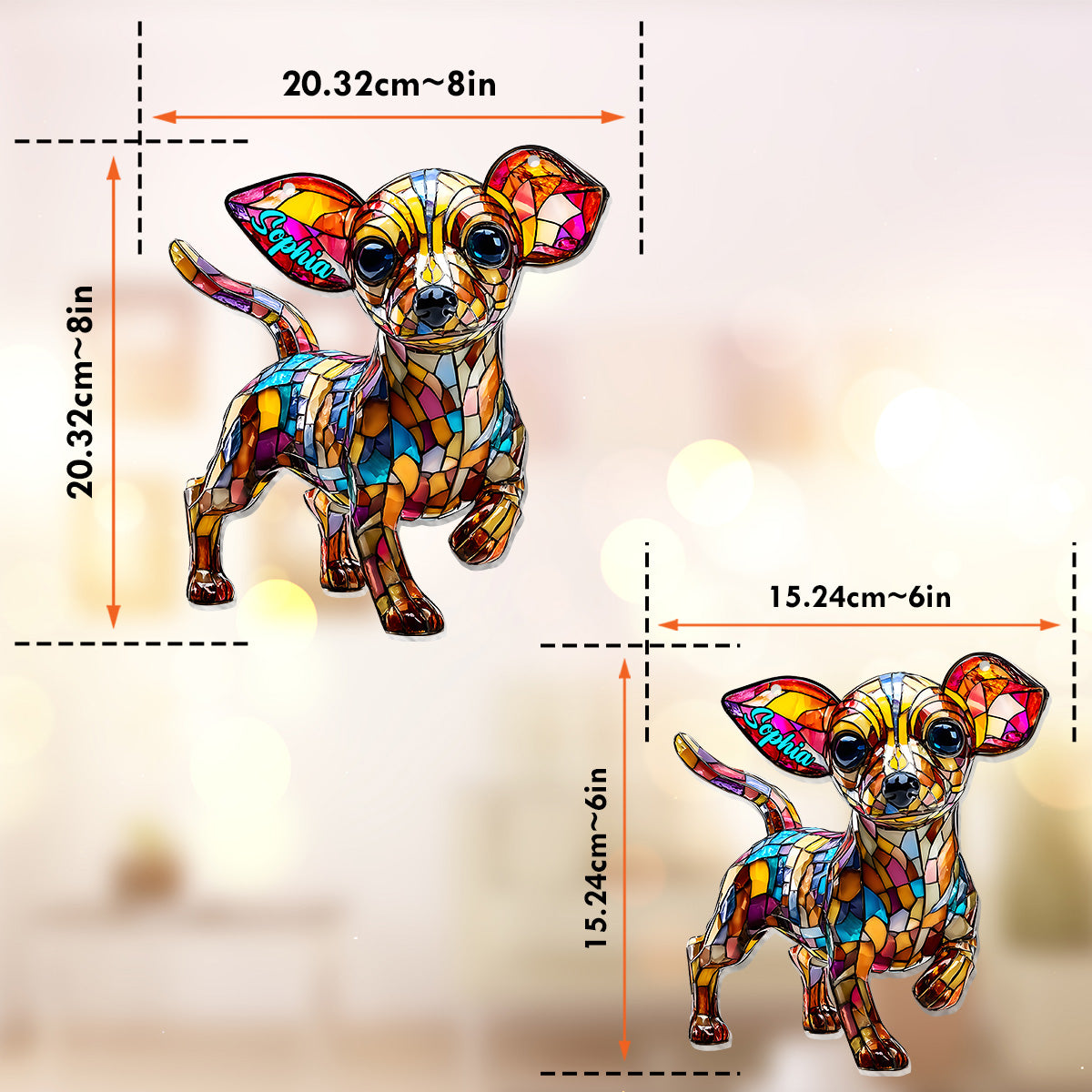 Niedlicher Chihuahua – Personalisierter Chihuahua-Fensterhänger als Sonnenfänger 