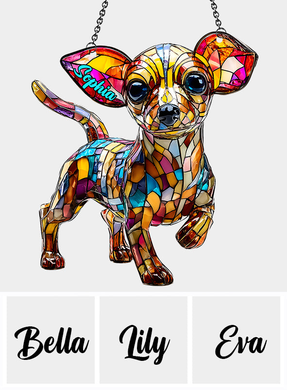 Niedlicher Chihuahua – Personalisierter Chihuahua-Fensterhänger als Sonnenfänger 