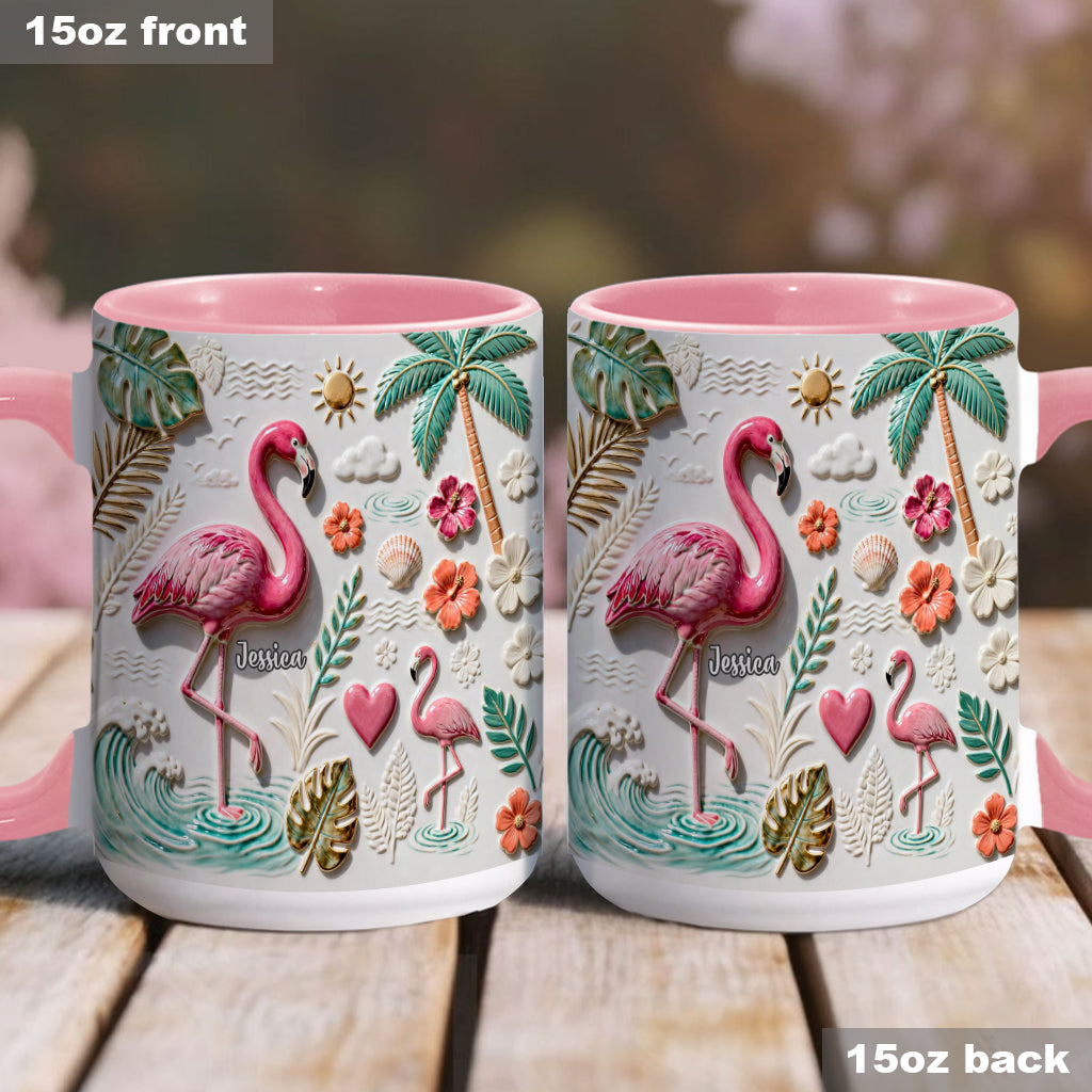 Flamingo-Liebe – Personalisierte Tasse und Untersetzer mit Flamingo-Motiv