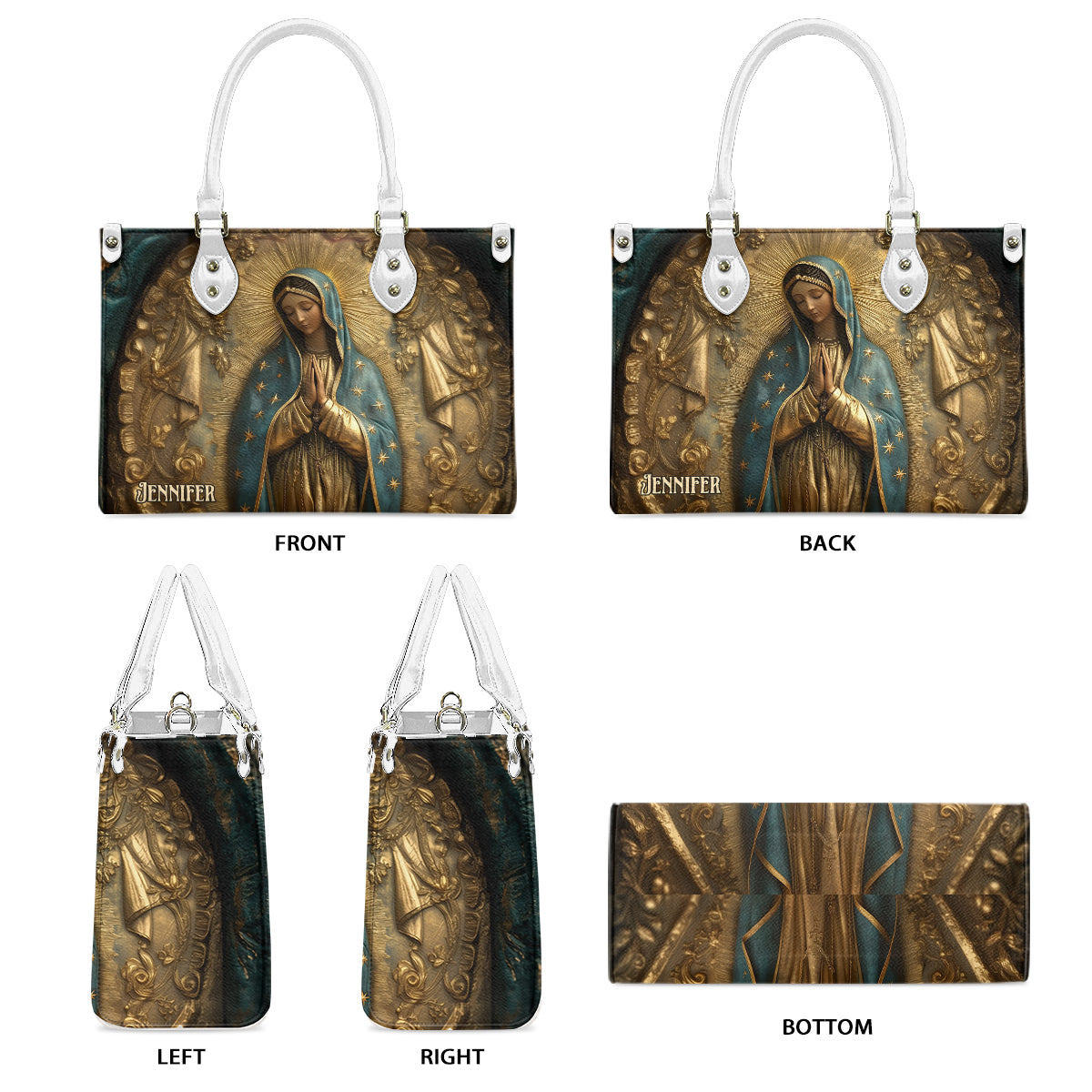 Maria, unsere Mutter – Personalisierte christliche Lederhandtasche