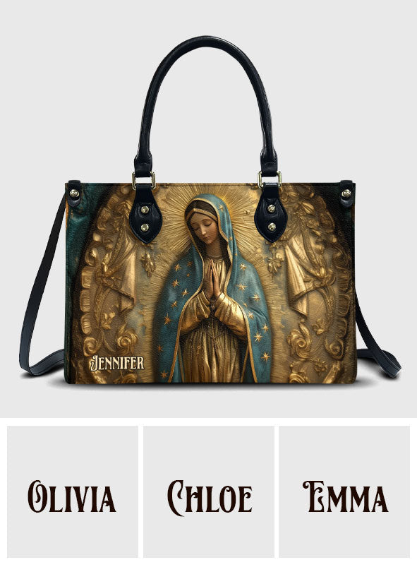 Maria, unsere Mutter – Personalisierte christliche Lederhandtasche