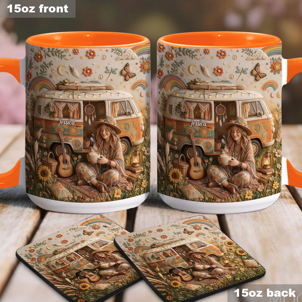 Hippie Souls - Personalized Hippie Accent Mug & Coaster
