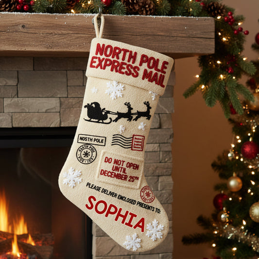 North Pole Santa - Personalized Family Shaped Christmas Stocking