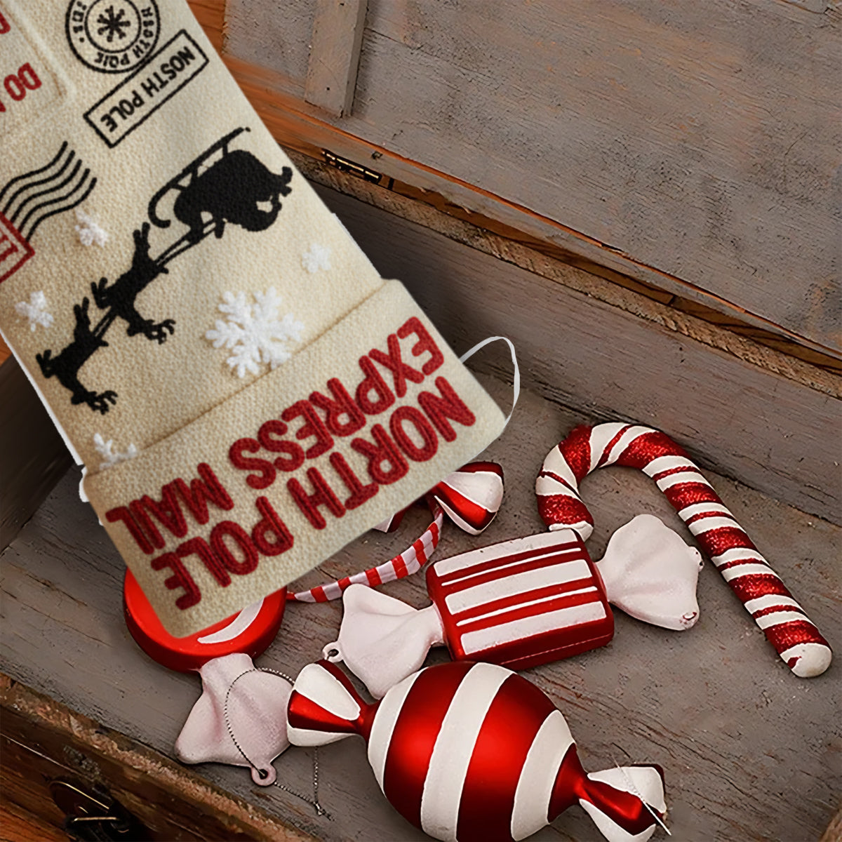 Weihnachtsmann vom Nordpol - Personalisierter, familienförmiger Weihnachtsstrumpf