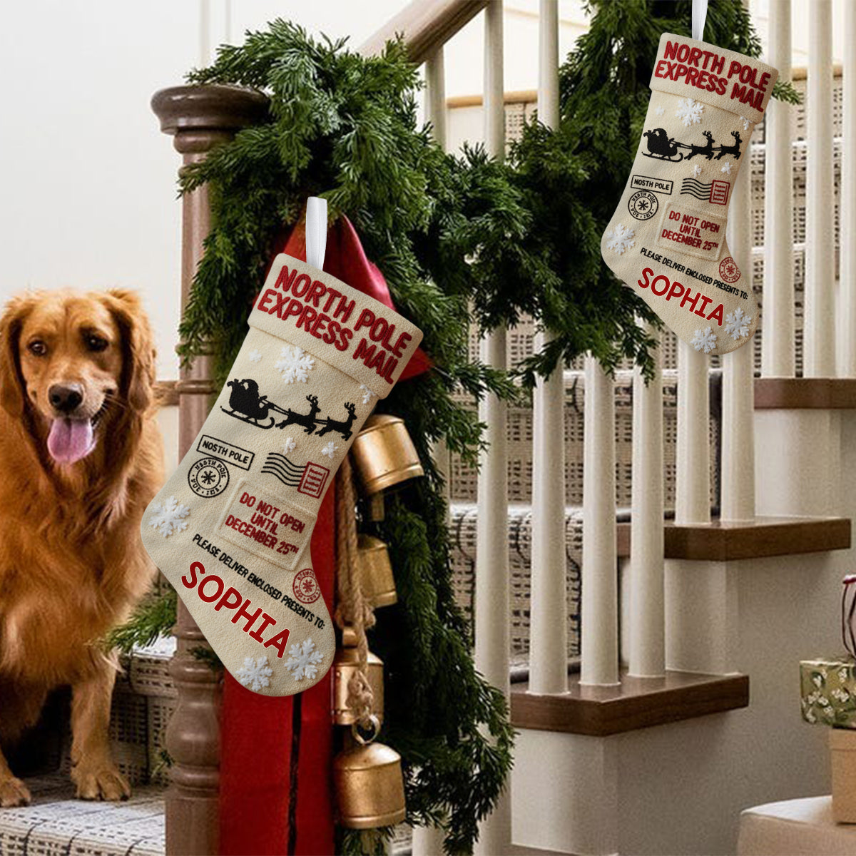 Weihnachtsmann vom Nordpol - Personalisierter, familienförmiger Weihnachtsstrumpf