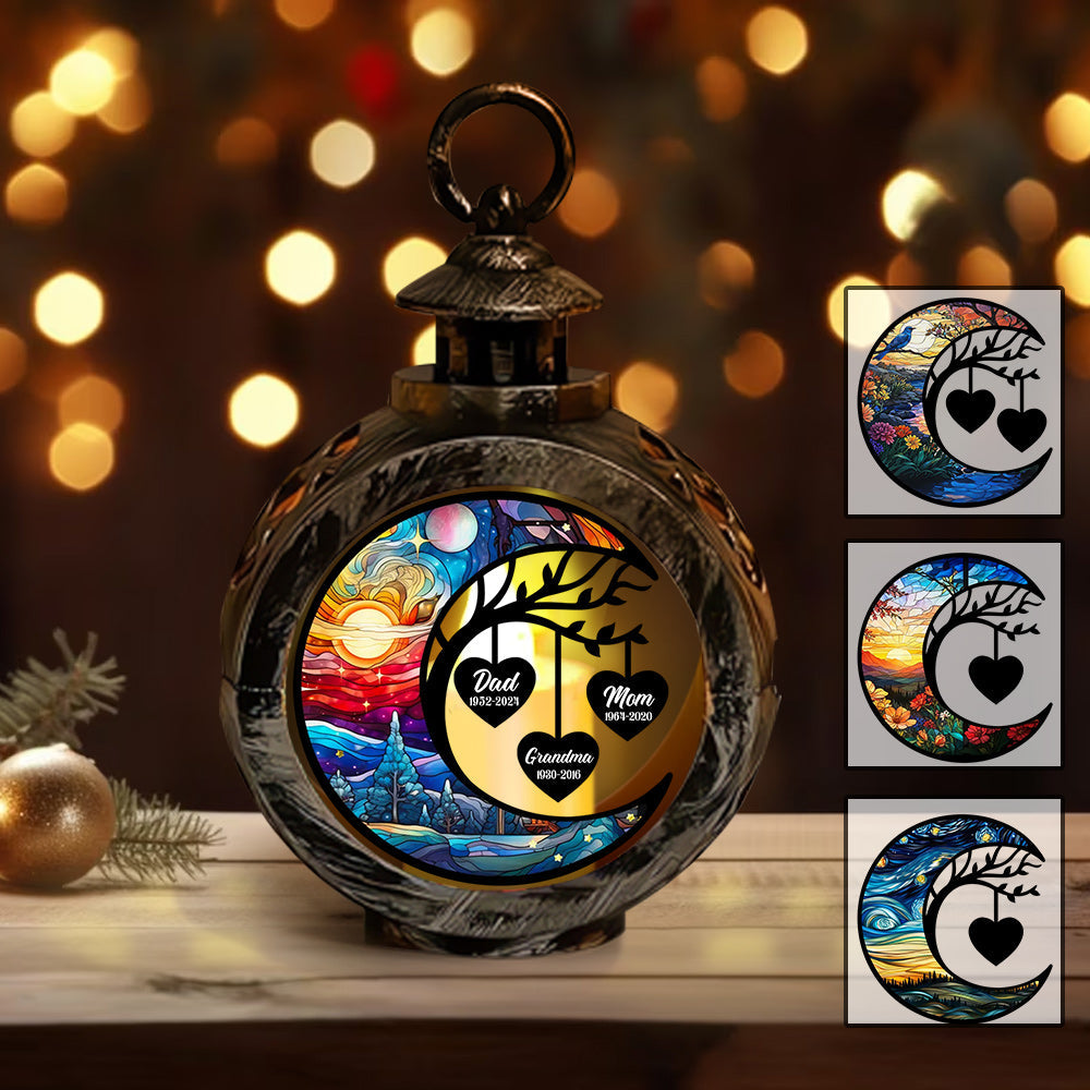 Ich vermisse dich – Personalisierte runde Gedenklaterne mit Licht