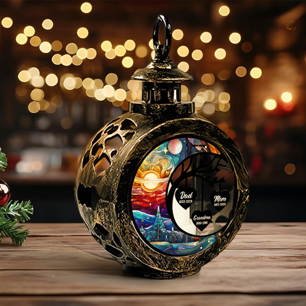 Ich vermisse dich – Personalisierte runde Gedenklaterne mit Licht