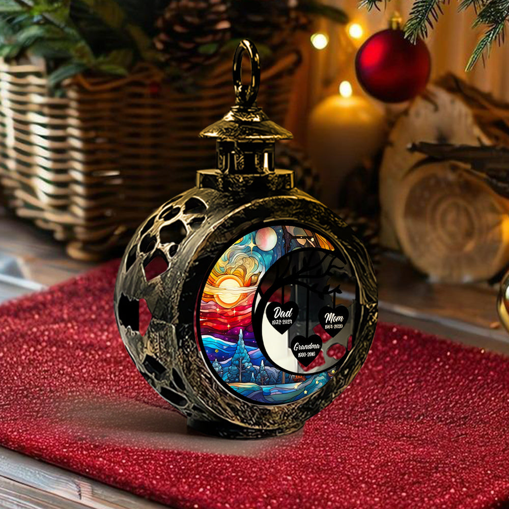 Ich vermisse dich – Personalisierte runde Gedenklaterne mit Licht