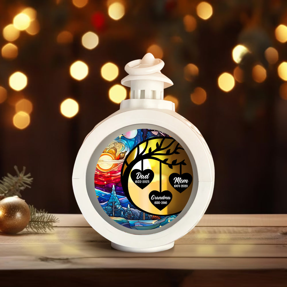 Ich vermisse dich – Personalisierte runde Gedenklaterne mit Licht