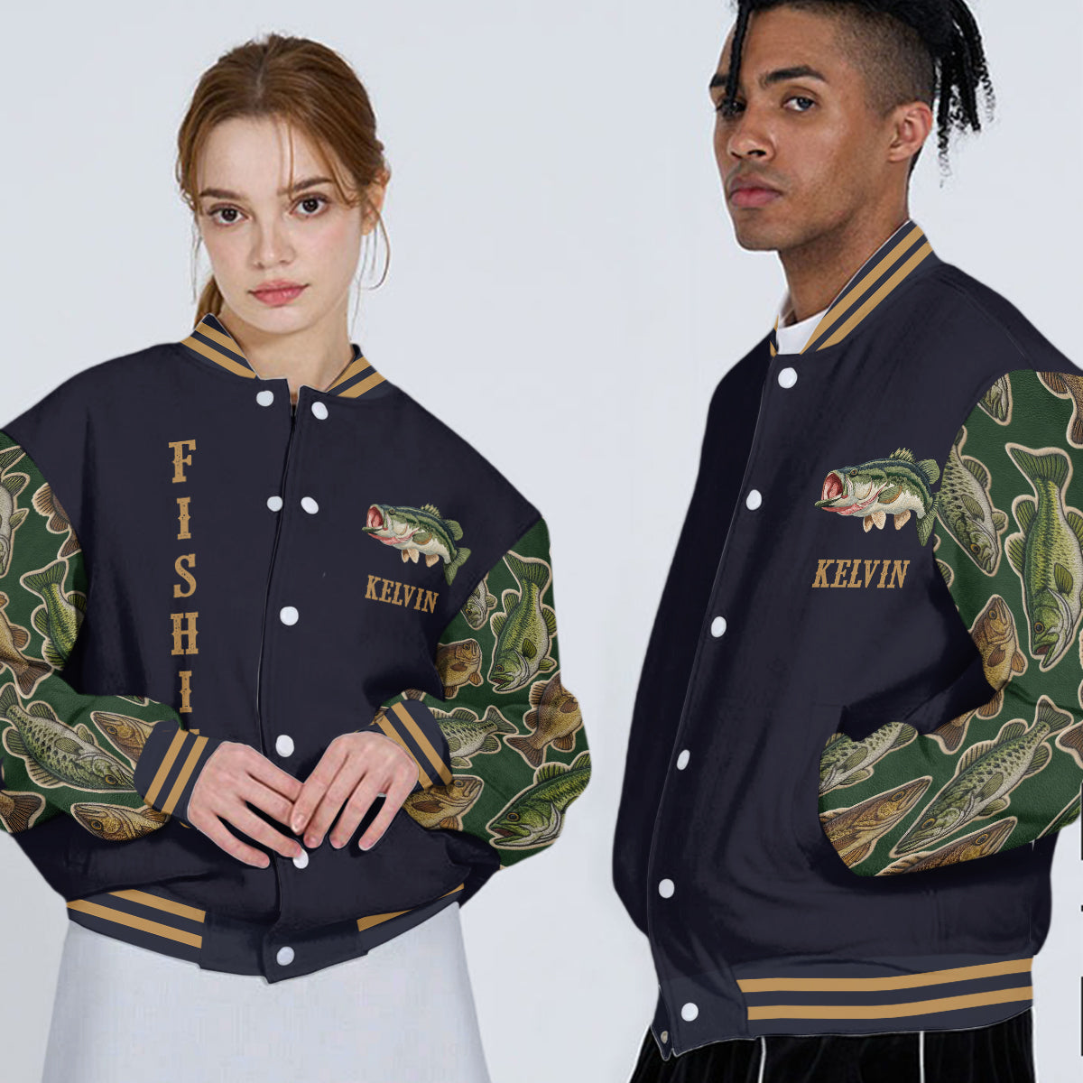 Liebe zum Angeln – Personalisierte Angel-Collegejacke