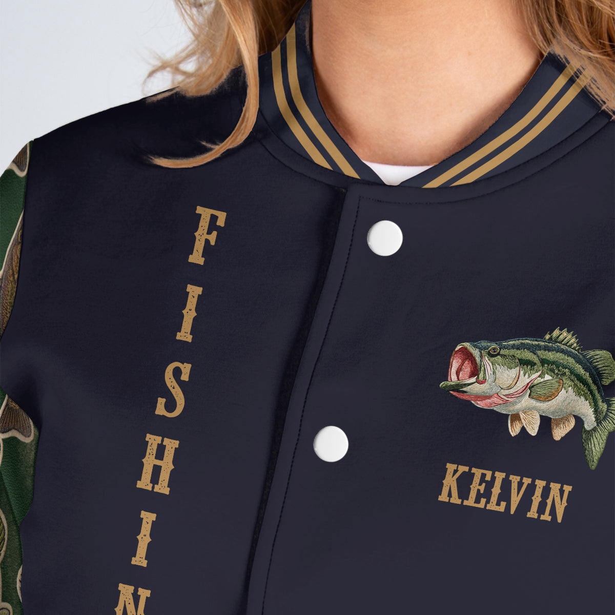 Liebe zum Angeln – Personalisierte Angel-Collegejacke