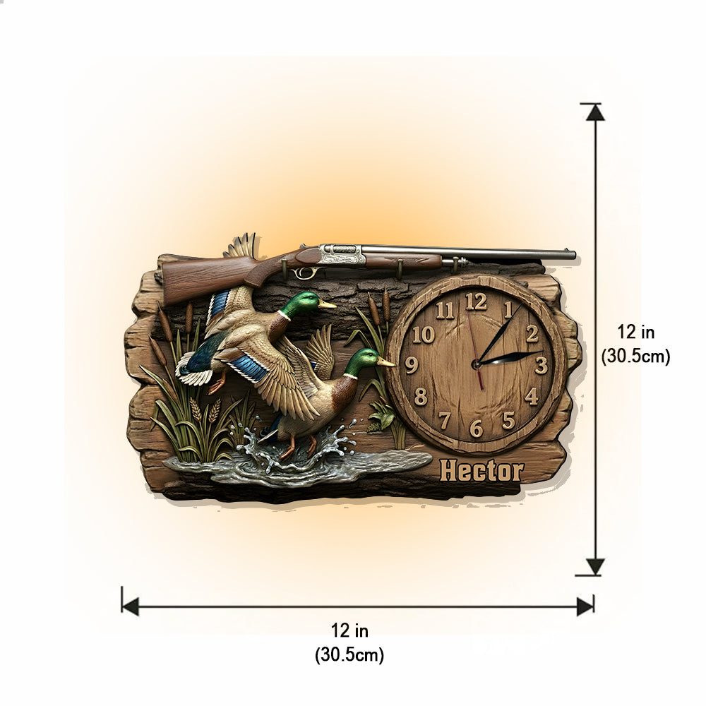 Entenjagd - Personalisierte LED-Wanduhr mit Jagdlicht