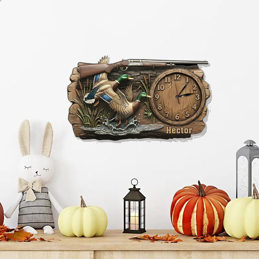 Entenjagd - Personalisierte LED-Wanduhr mit Jagdlicht