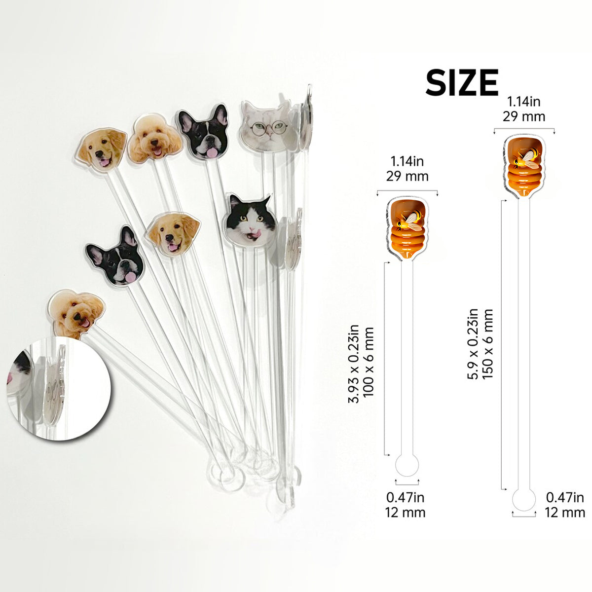 Let It Bee, Bee Flowers – Personalisierter Bienen-Akzentbecher mit Acryl-Rührstäbchen