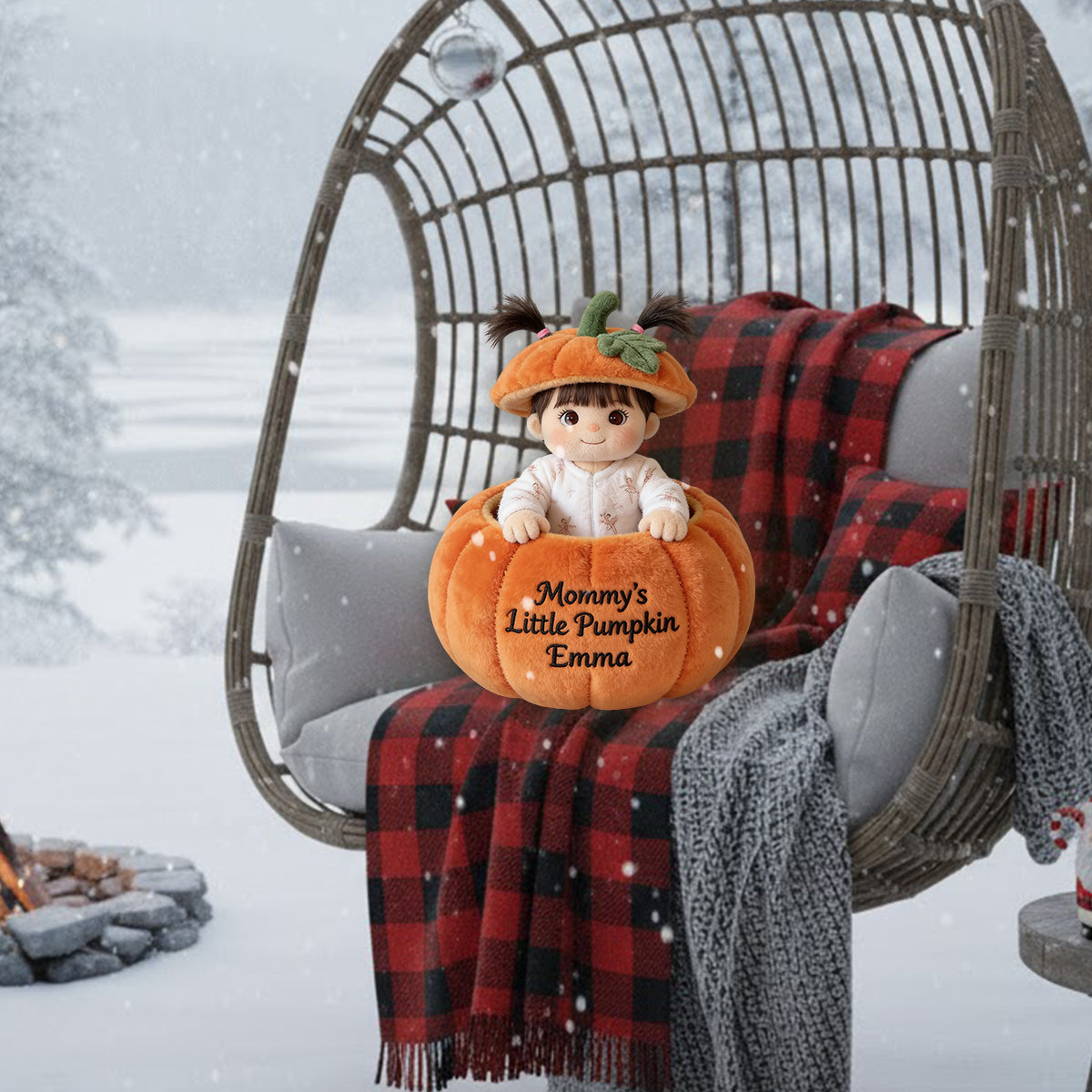 Little Pumpkin - Personalized Kid Premium Faux Fur Pillow