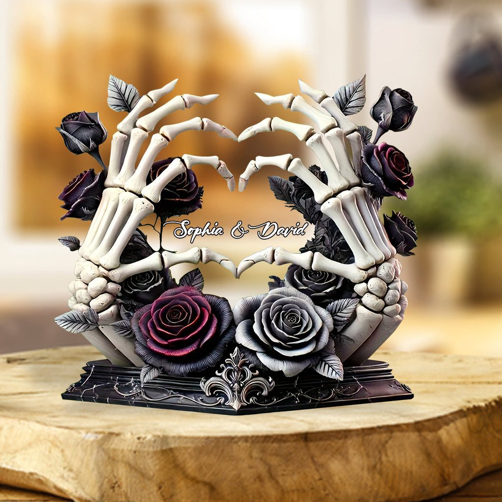 Bis dass der Tod uns scheidet – Personalisierte Totenkopf-Acrylplakette in individueller Form