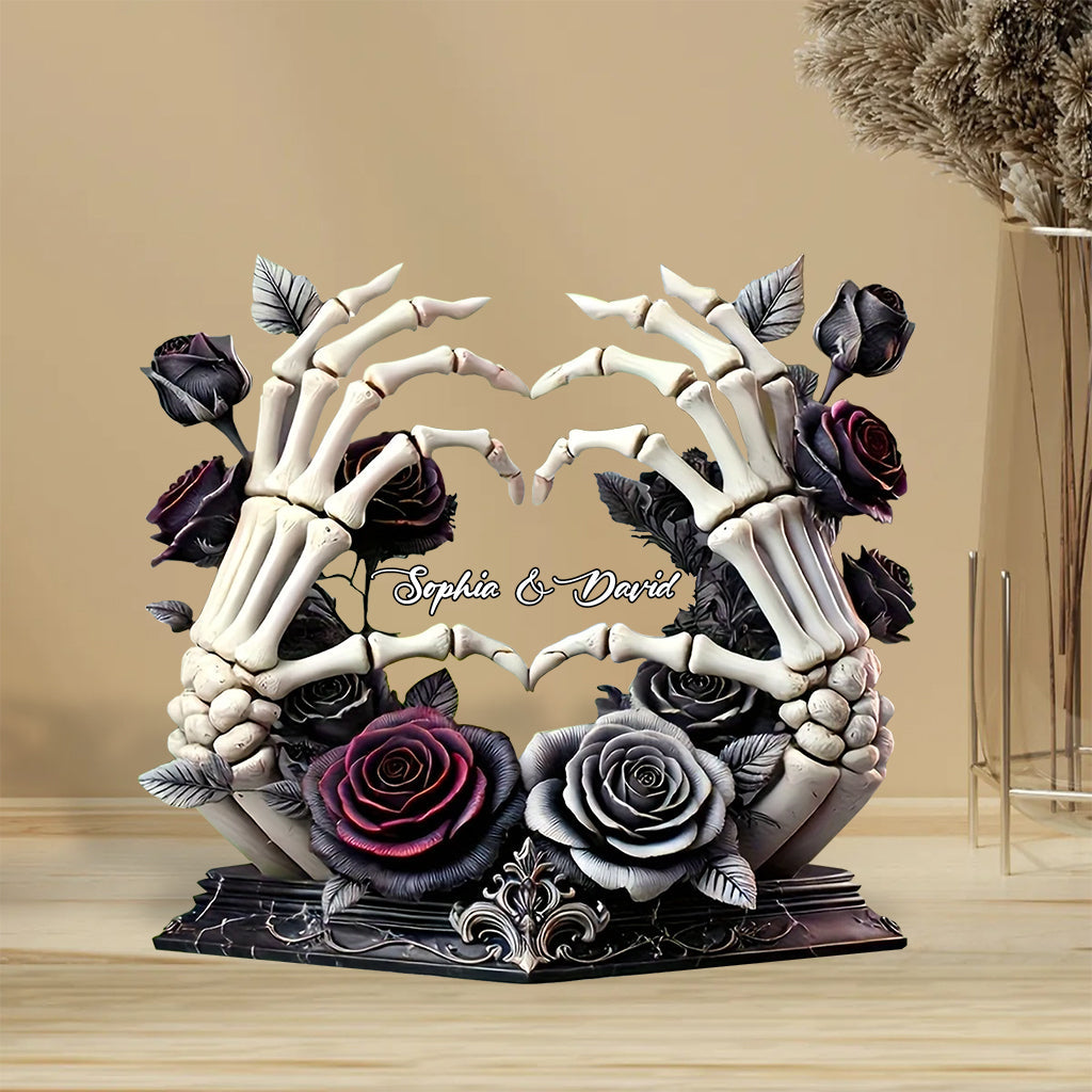 Bis dass der Tod uns scheidet – Personalisierte Totenkopf-Acrylplakette in individueller Form