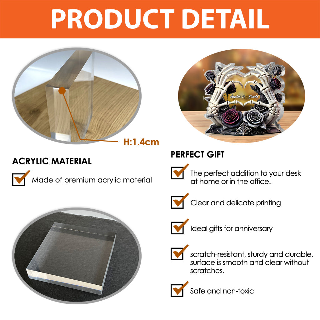 Bis dass der Tod uns scheidet – Personalisierte Totenkopf-Acrylplakette in individueller Form