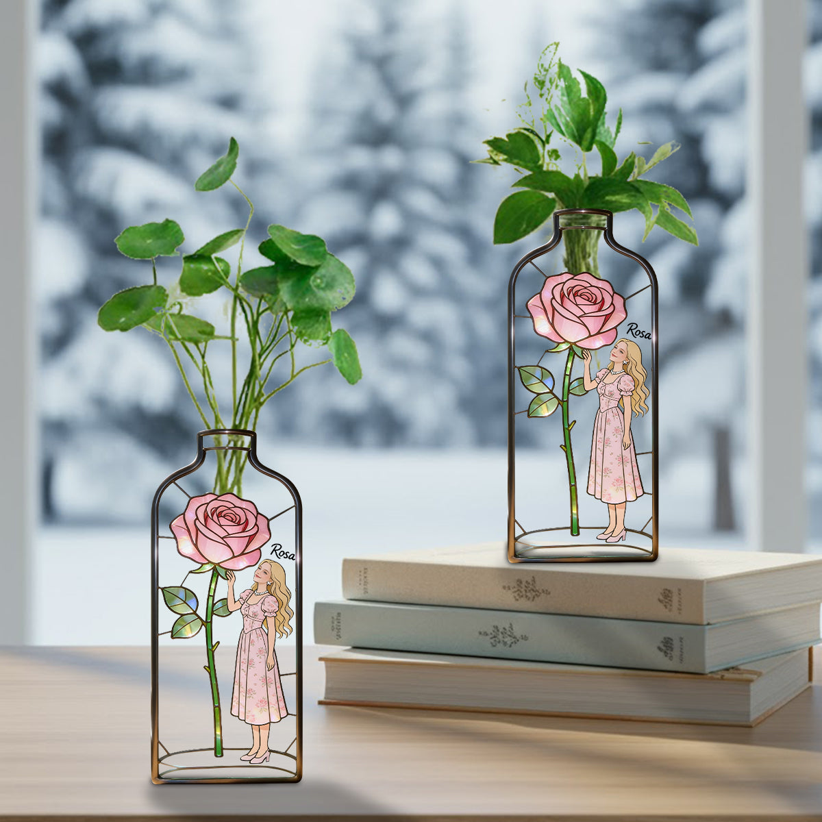 Custom Any Photo Favorite/ Birthmonth Flower - Personalized Birth Month Flower Custom Shape Acrylic Flower Vase