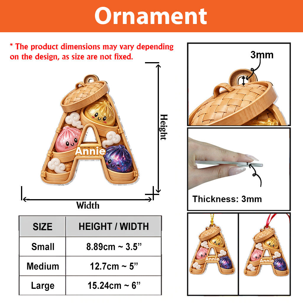 Niedliches & Lustiges Dumpling-Alphabet für Kinder - Personalisierte Premium 3D-Ornament