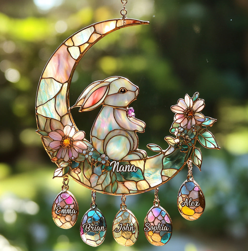 Grandma's Best Easter Gift - Personalized Grandma Window Hanging Suncatcher With Custom Charms