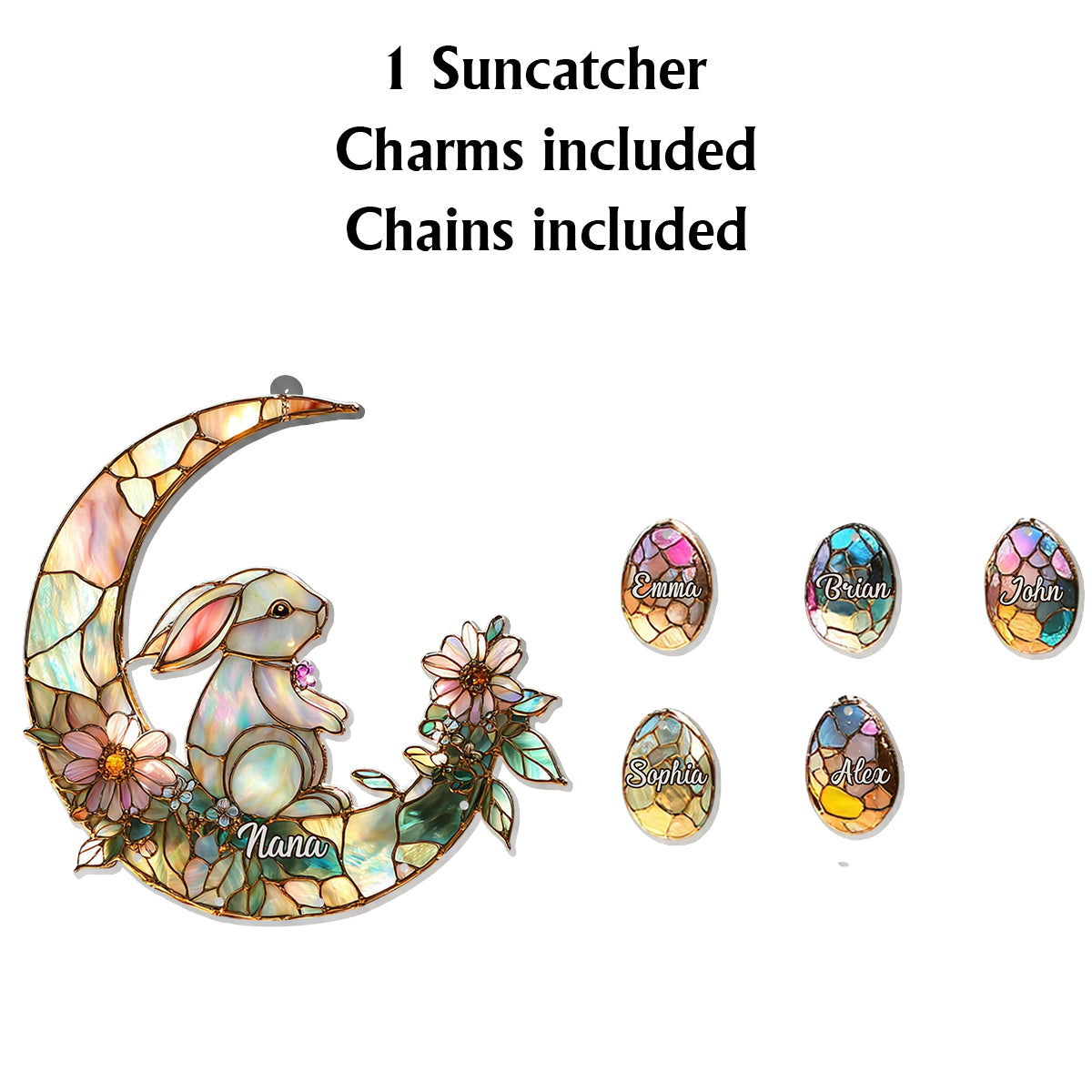 Grandma's Best Easter Gift - Personalized Grandma Window Hanging Suncatcher With Custom Charms